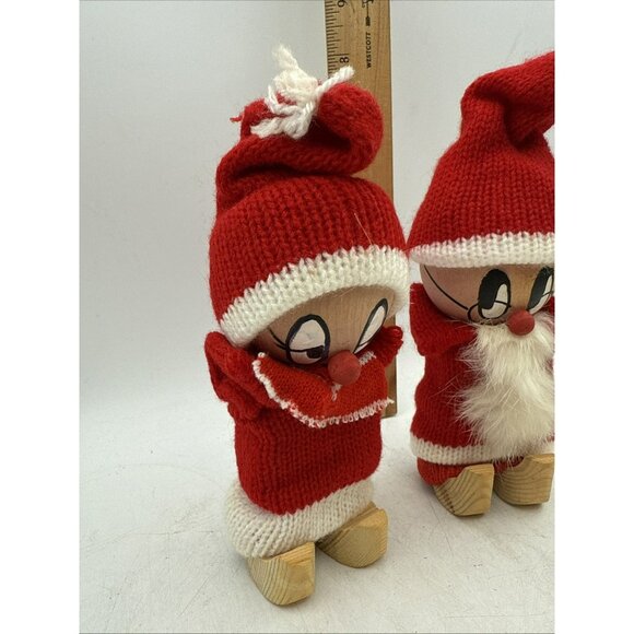 Swedish Tomte Santa Christmas Elf Red With Glasses Scandinavian Set Of 2 - Picture 3 of 8